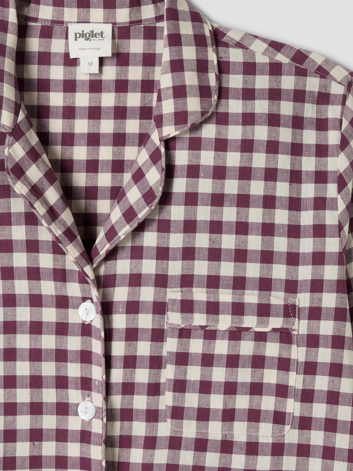 Berry Gingham Linen Blend Pyjama Trouser Set - Image 5