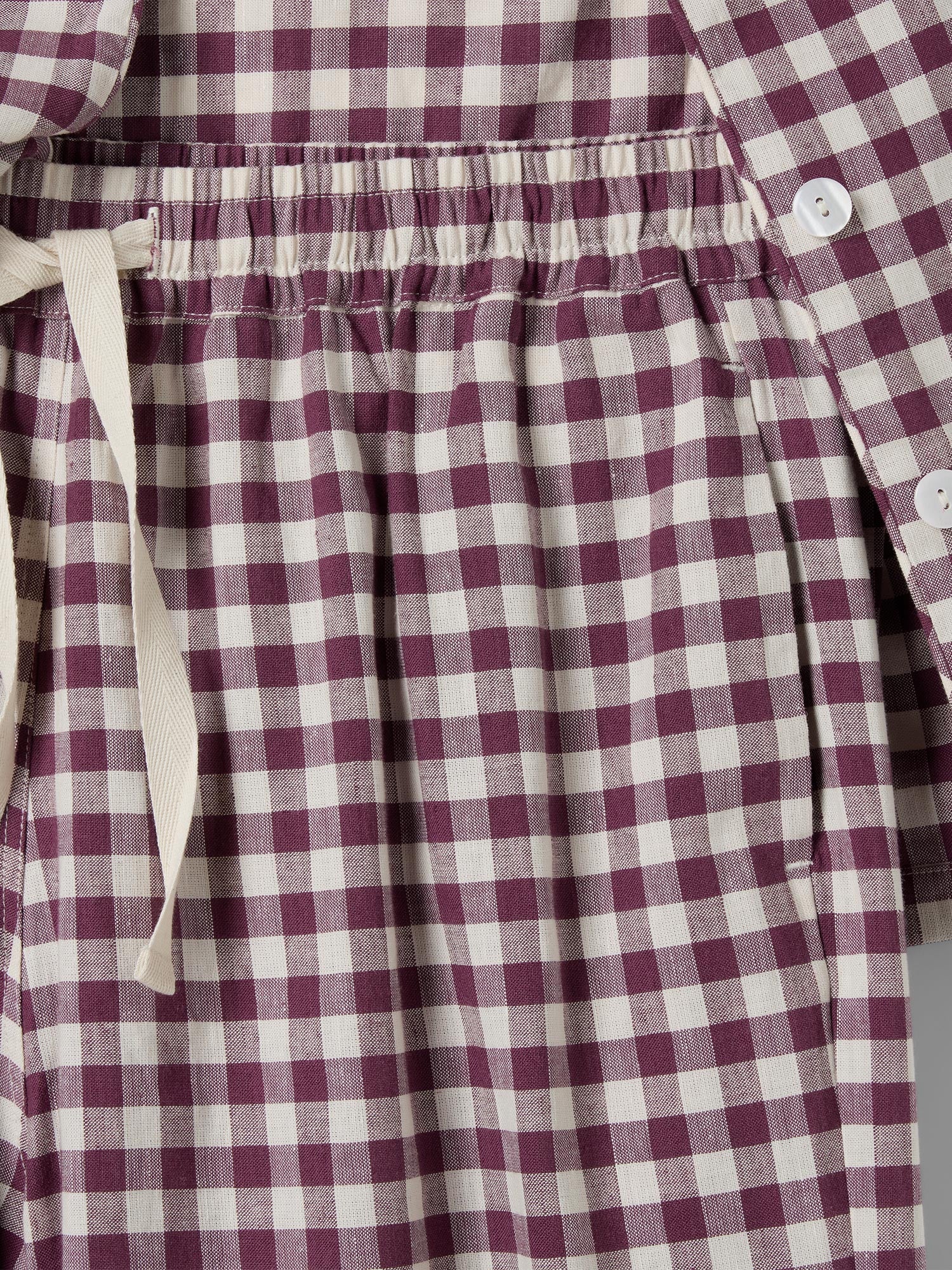 Berry Gingham Linen Blend Pyjama Trouser Set - Image 6