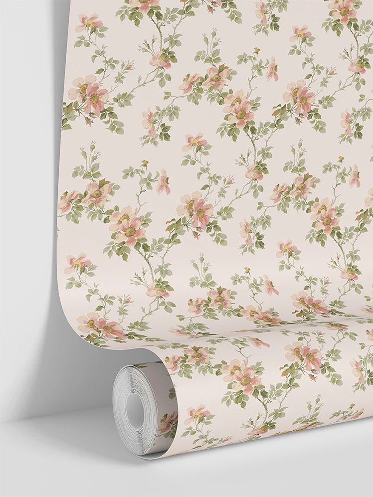 Cream Blush Field Rose Wallpaper - Image 3