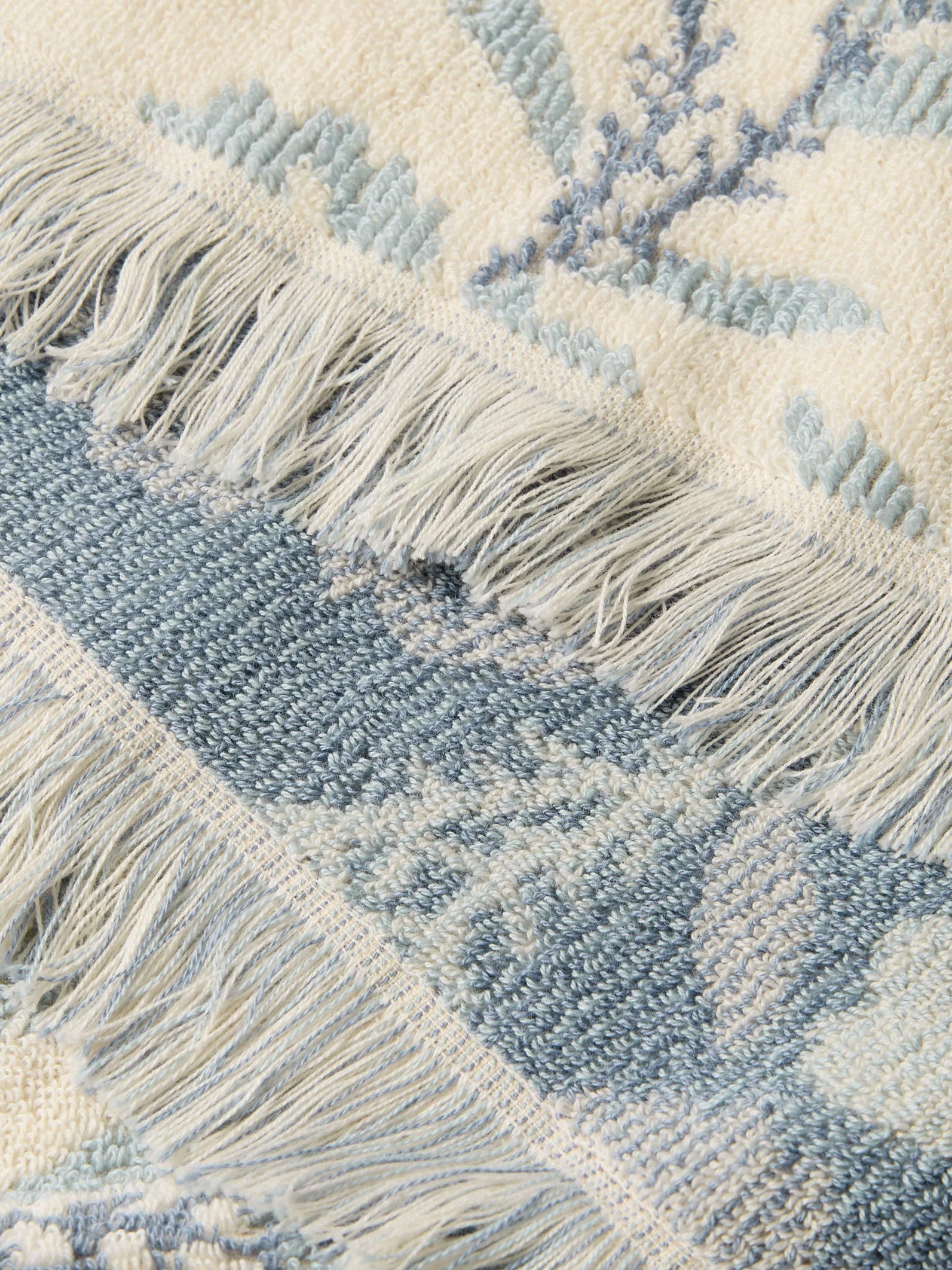 Dusk Blue Folk Floral Cotton Towels - Image 3
