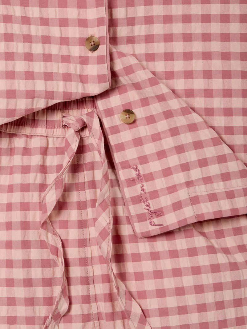 Dusty Pink & Rose Gingham Cotton Shorts Set - Image 5