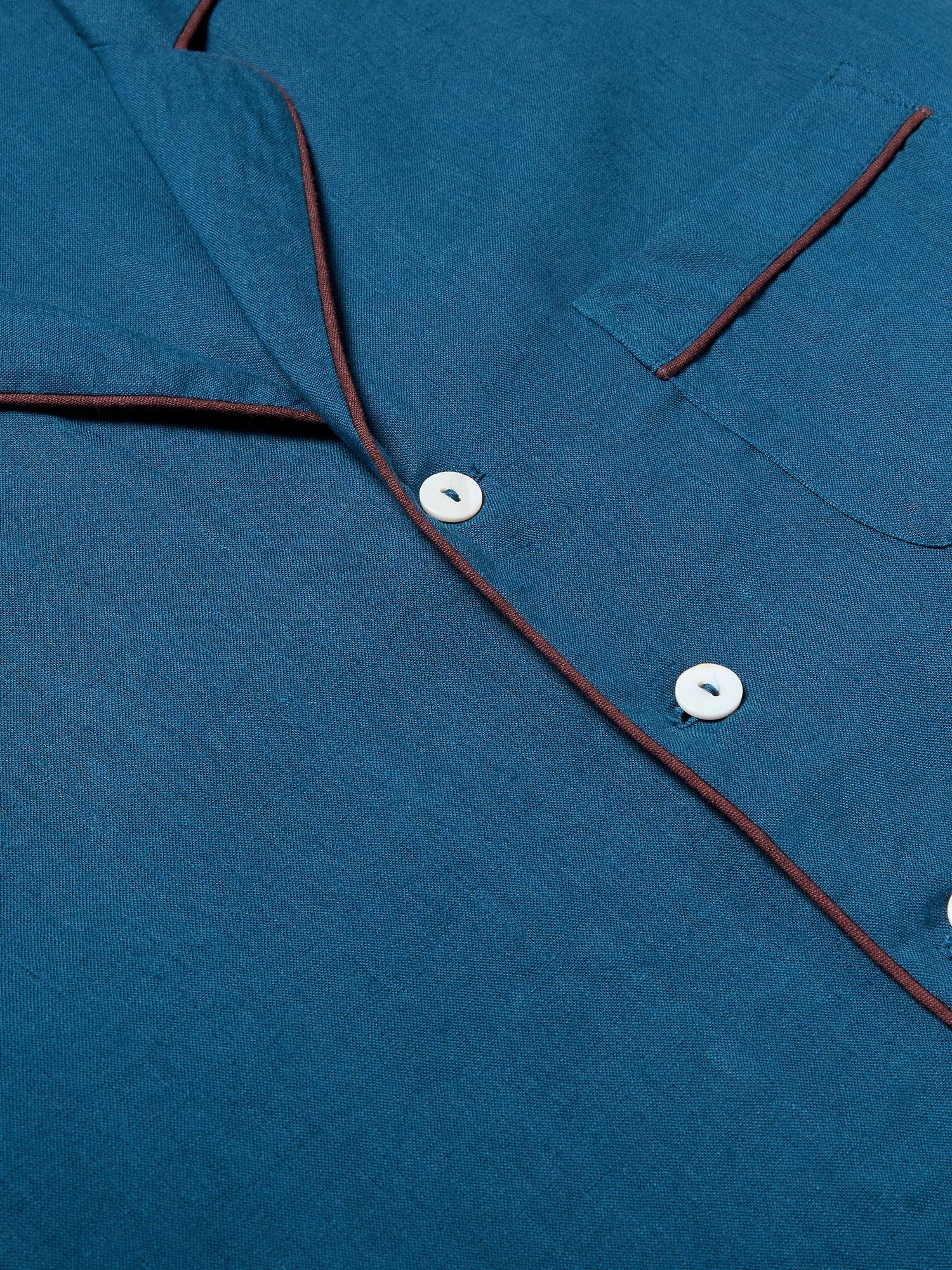 Marine Blue Linen Men's Pyjama Shirt - Image 3