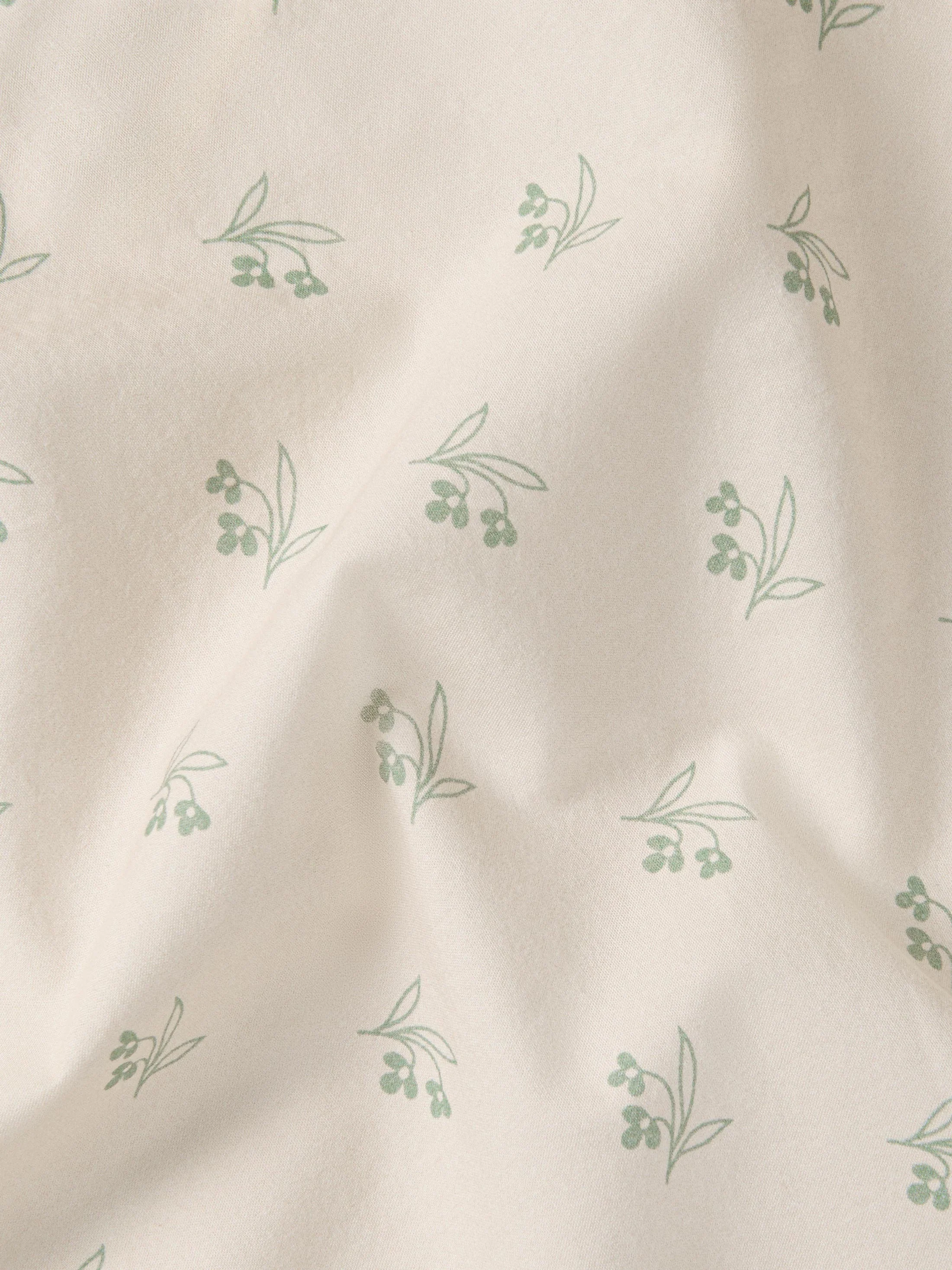 Mellow Green Martha Floral Cotton Flat Sheet - Image 3