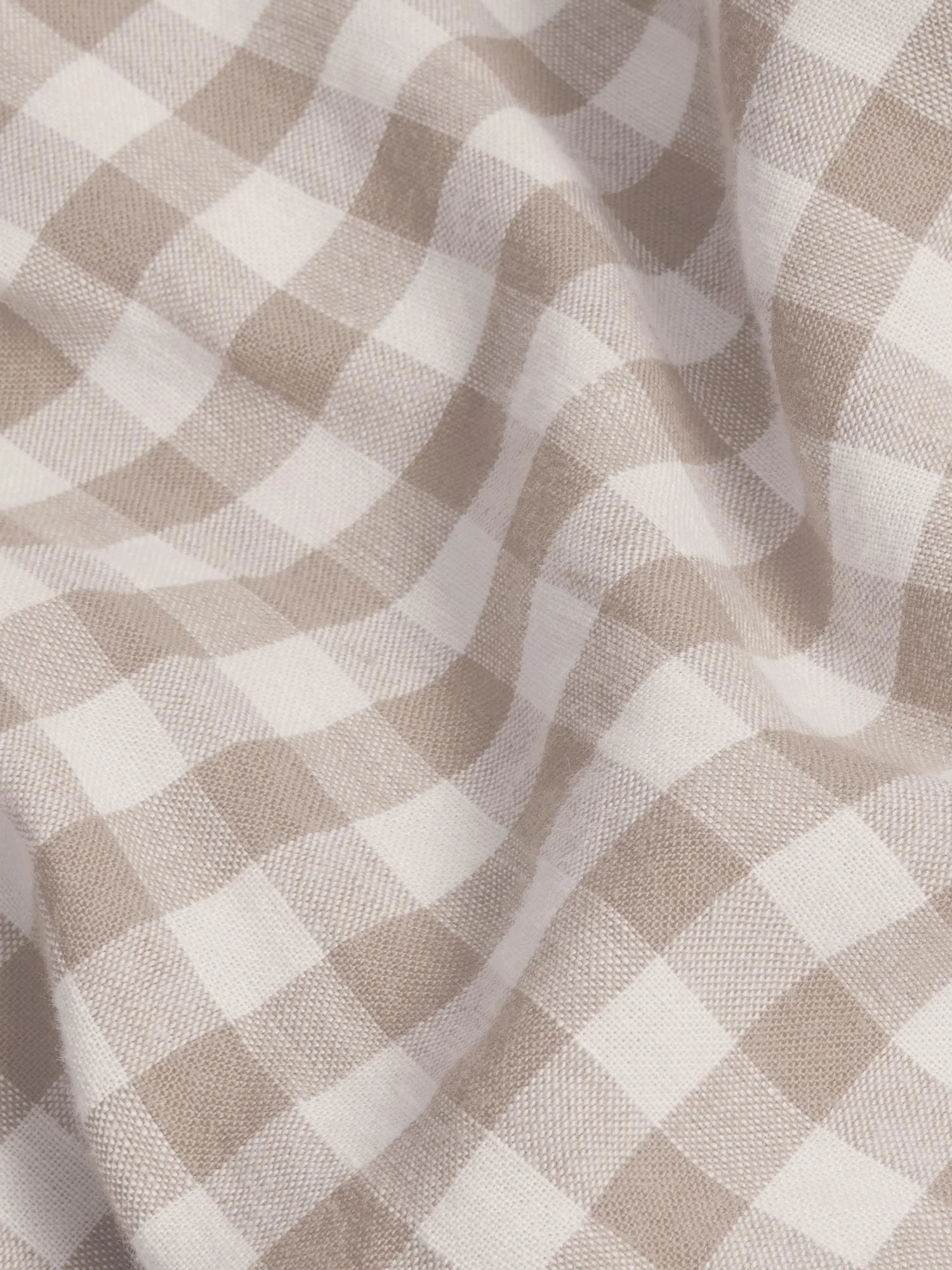 Mushroom Gingham Linen Blend Flat Sheet - Image 3