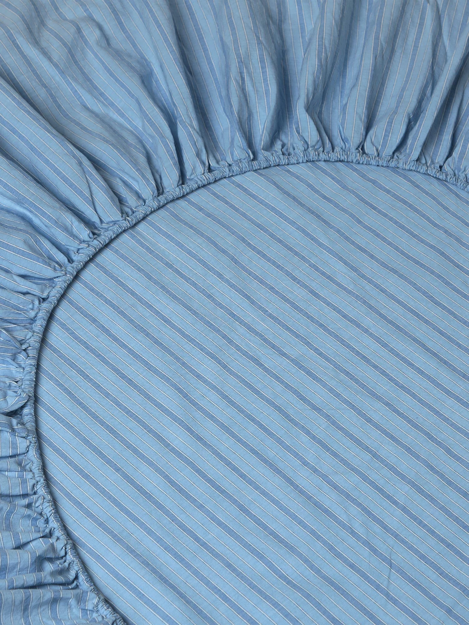 Pale Blue Favourite Shirt Stripe Cotton Fitted Sheet - Image 3