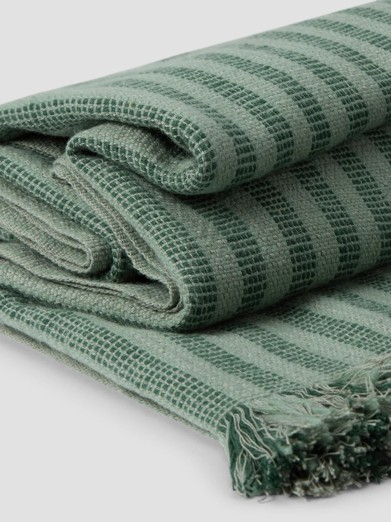 Pine Green Pembroke Stripe Wool Throw - Image 3