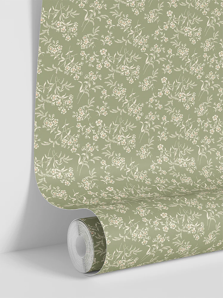 Sage Camille Floral Wallpaper - Image 3