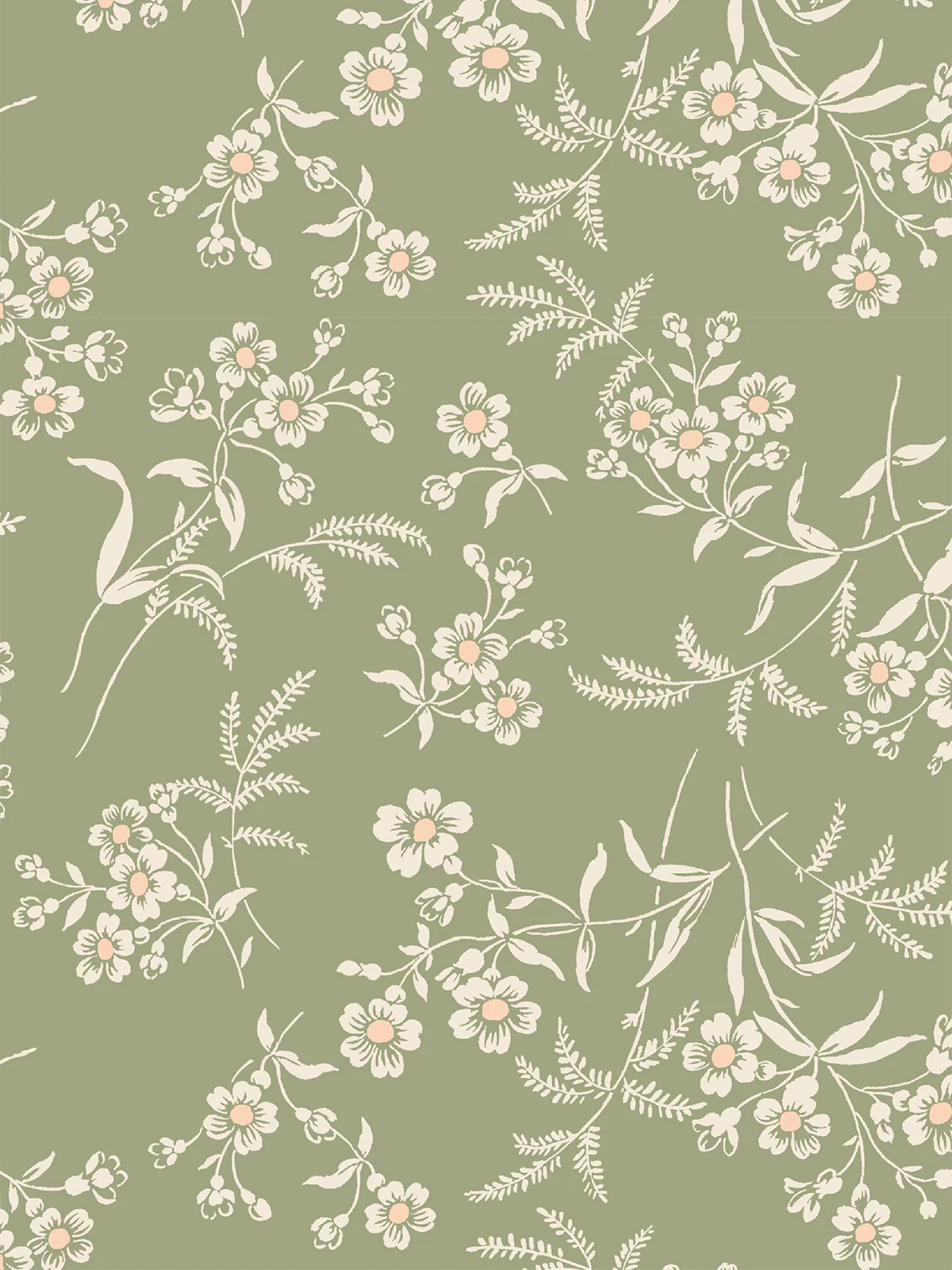 Sage Camille Floral Wallpaper - Image 4