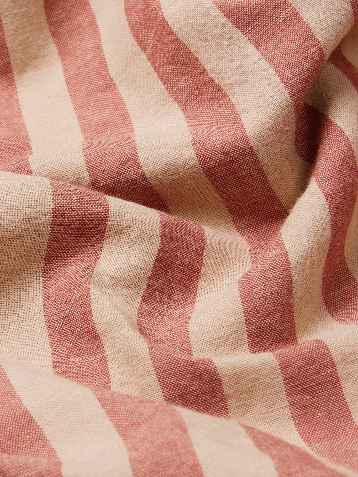 Sandstone Red Pembroke Stripe Linen Blend Flat Sheet - Image 3