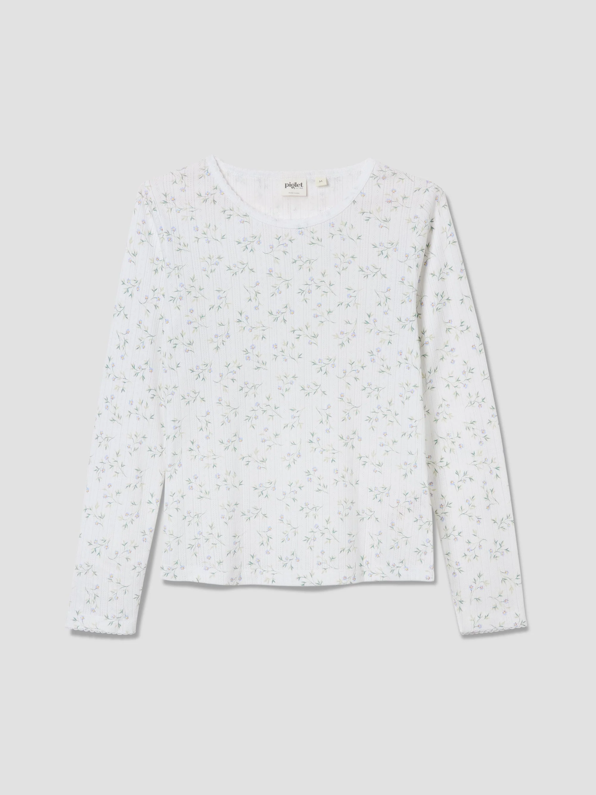 Spring Sprig Pointelle Long Sleeve Top - Image 4