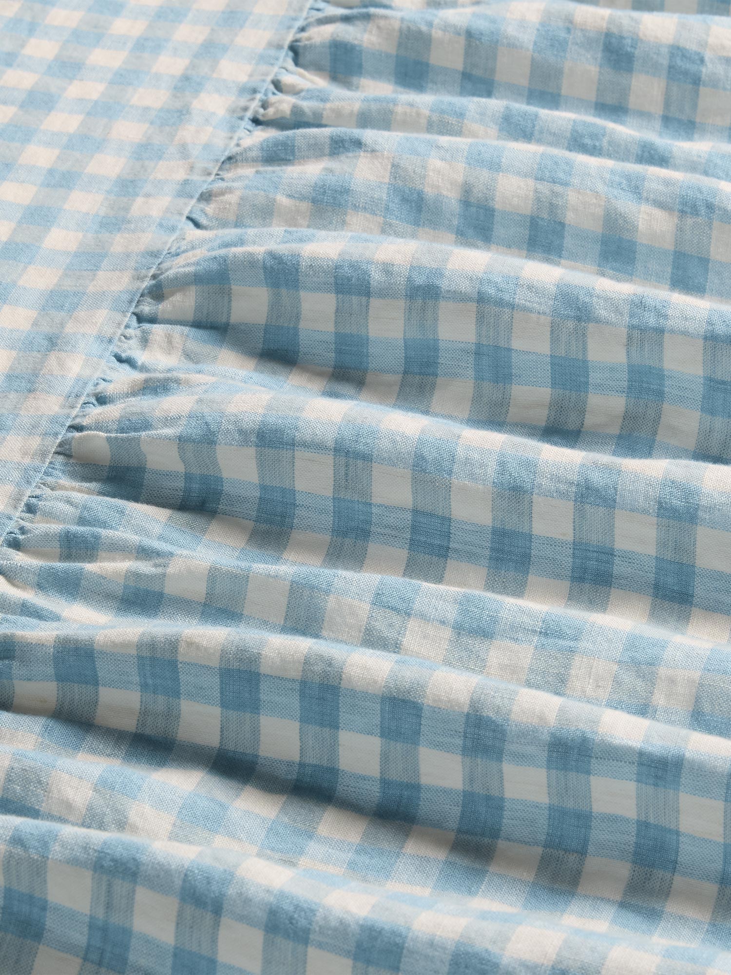 Warm Blue Gingham Linen Blend Valance - Image 3