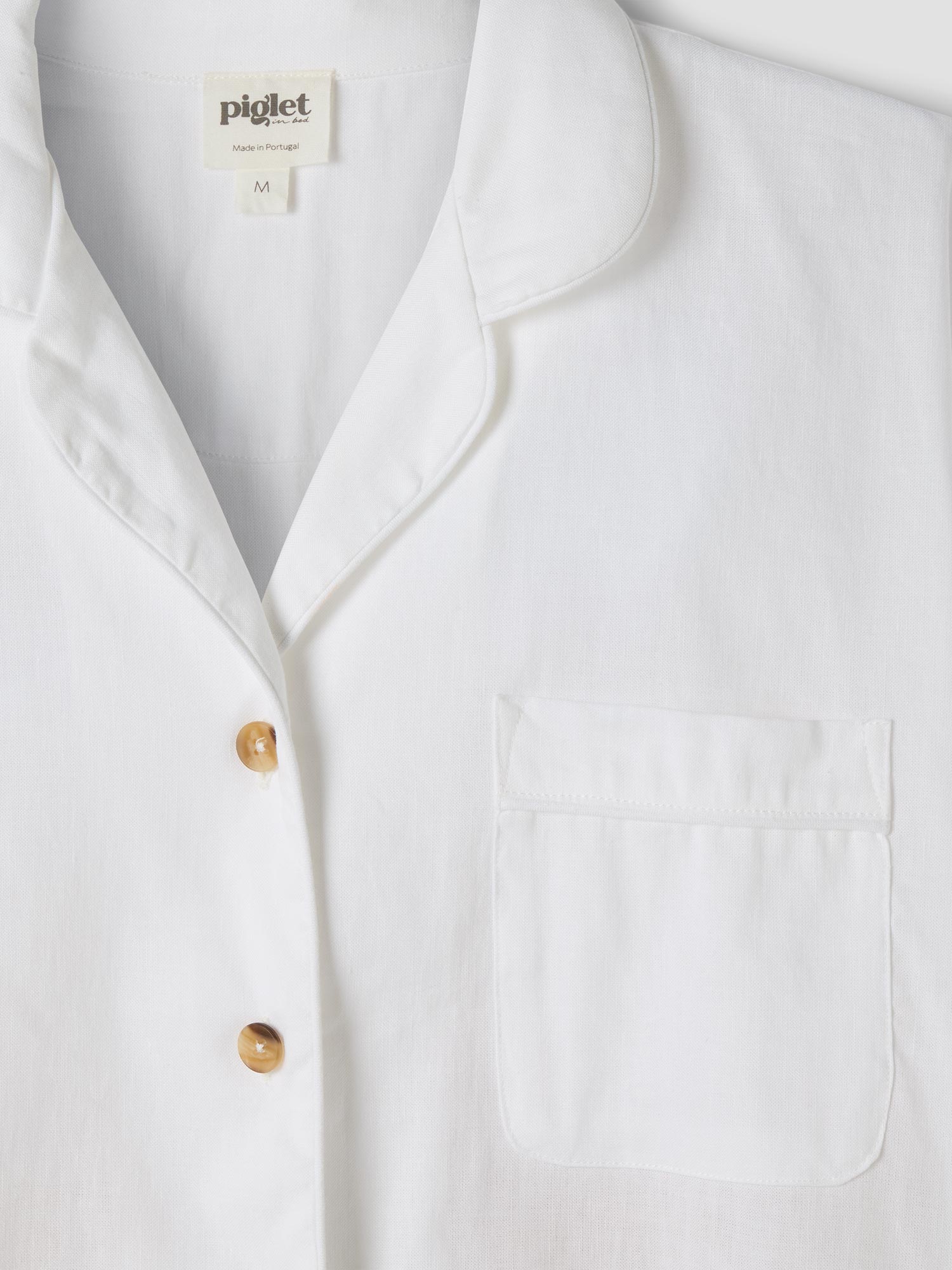 White Linen Blend Pyjama Short Set - Image 5
