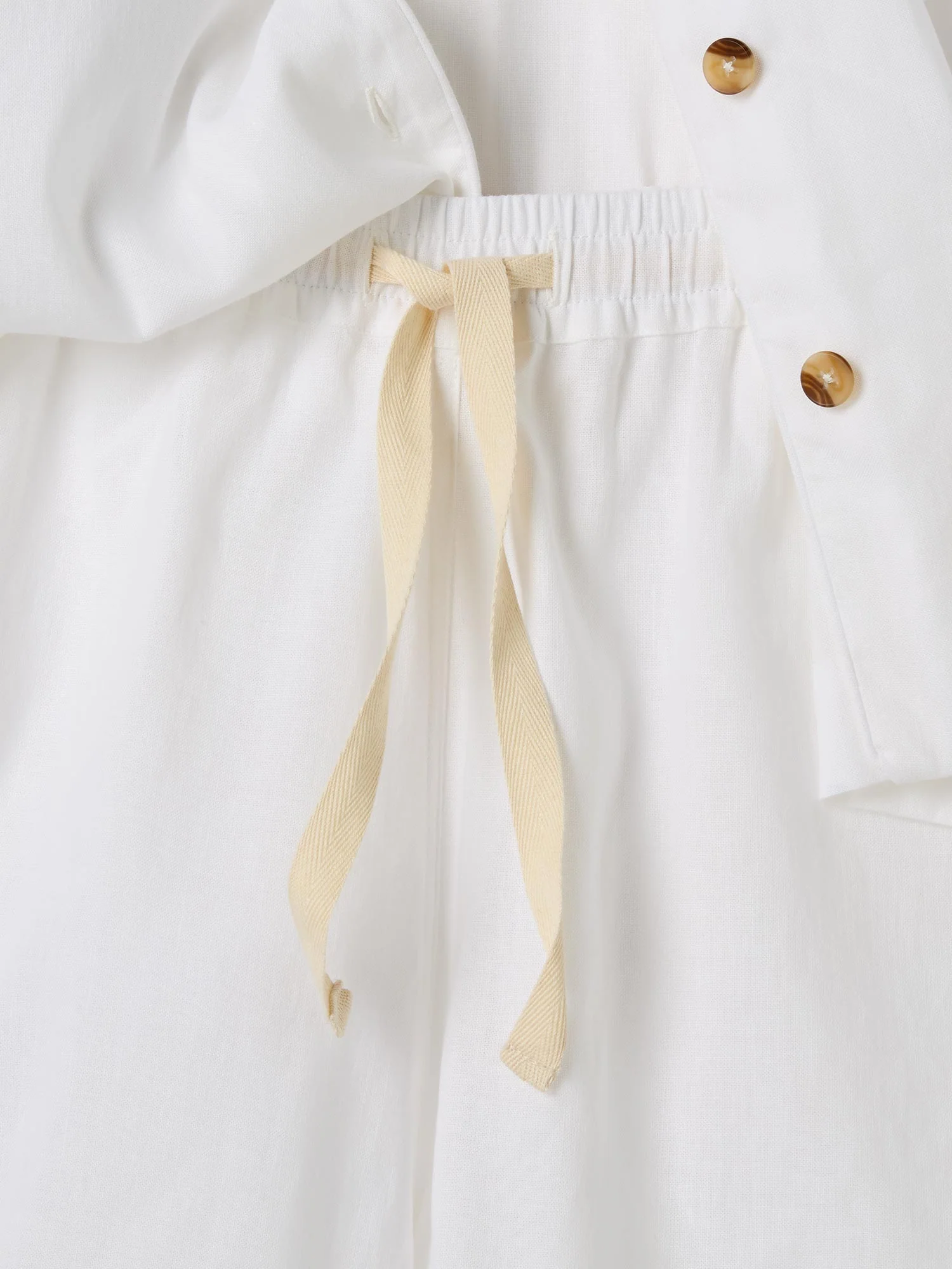 White Linen Blend Pyjama Short Set - Image 6
