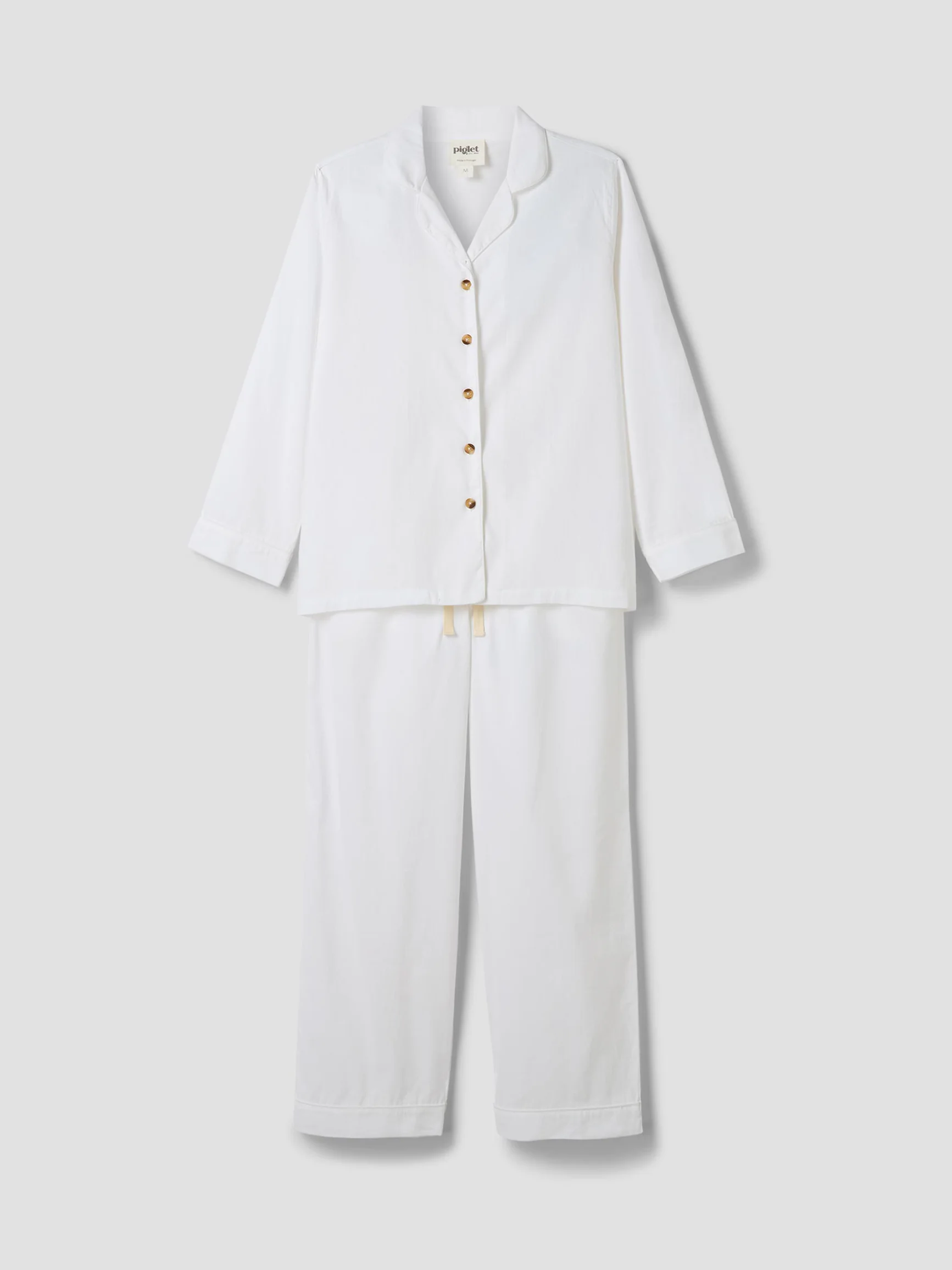 White Linen Blend Pyjama Trouser Set - Image 4